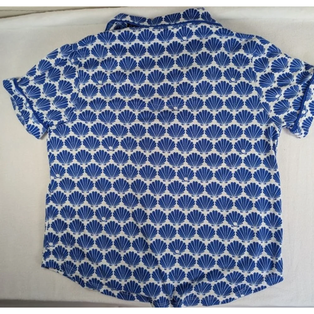 Women's Kate Spade Blue & White Seashell Pajama Top S
